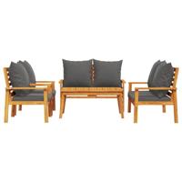 5-delige Loungeset met kussens massief acaciahout - thumbnail