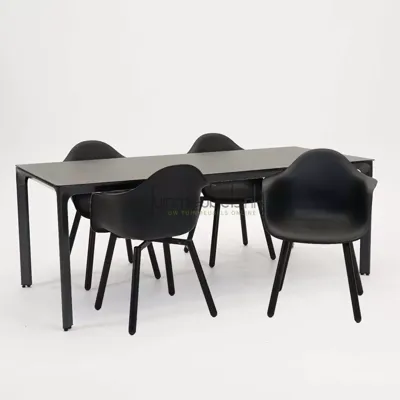 Tuinstoel Montreux zwart/zwart met Carcassonne 200 x 90 cm