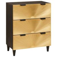 Dressoir 3 pcs Zwart en Goud 60 x 33 x 75 cm massief mangohout - thumbnail
