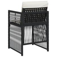 Tuinstoelen 4 st met kussens poly rattan zwart - thumbnail