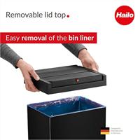 Hailo Big-Box Swing L 8401410 Afvalbak 35 l Plaatstaal (b x h x d) 339 x 545 x 260 mm Zwart Met zelfsluitende zwenkdeksel 1 stuk(s) - thumbnail