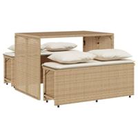 3-delige Tuinset met kussens poly rattan beige - thumbnail