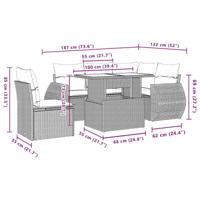 6-delige Loungeset met kussens poly rattan lichtgrijs - thumbnail