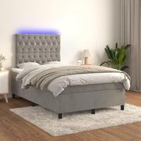Boxspring met matras en LED fluweel lichtgrijs 120x200 cm - thumbnail