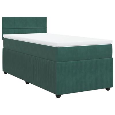Boxspring met matras fluweel donkergroen 120x190 cm - thumbnail