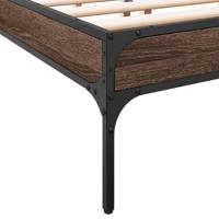 Bedframe bewerkt hout metaal bruin eikenkleur 135x190 cm - thumbnail