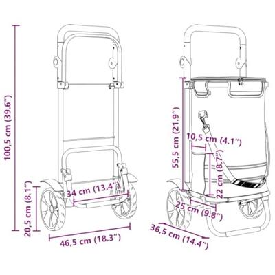 VidaXL Winkel trolley blauw 36,5 x 46,5 x 100,5 cm oxford stof