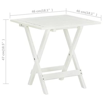 VidaXL Bistrotafel 46x46x47 cm massief acaciahout wit VidaXL Bistrotafel 46x46x47 cm massief acaciahout wit