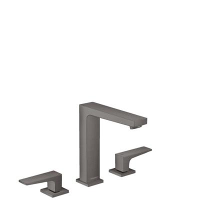 Hansgrohe Wastafelmengkraan Metropol 3-Gats 160 met Rechte Greep en Push-Open Afvoer Geborsteld Zwart Chroom