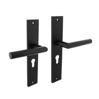 Intersteel Deurklink Bastian op schild met profielcilindergat 55mm mat zwart - thumbnail