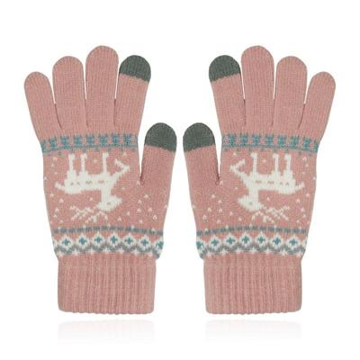 LGT JWLS Winterse Dameshandschoenen - Roze Wit met Rendier