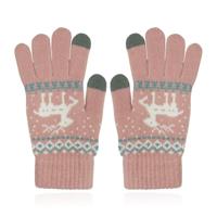 LGT JWLS Winterse Dameshandschoenen - Roze Wit met Rendier - thumbnail