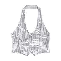 Glittervest zilver vrouw - thumbnail