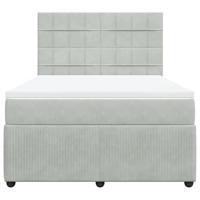 Boxspring met matras fluweel lichtgrijs 160x200 cm - thumbnail