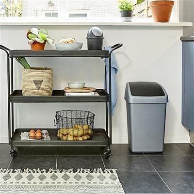 Sunware Delta Prullenbak Met Swingdeksel 10 L Zilvergrijs