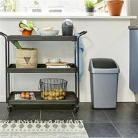 Sunware Delta Prullenbak Met Swingdeksel 10 L Zilvergrijs - thumbnail