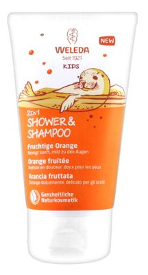 Weleda Kids 2-in-1 shampoo & bodywash blije sinaasappel 150 Milliliter