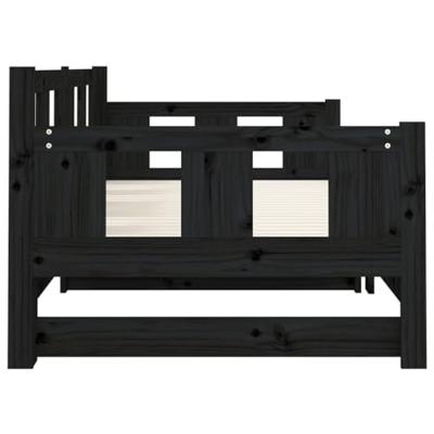 Slaapbank uitschuifbaar massief grenenhout zwart 2x(80x200) cm - thumbnail