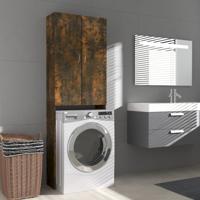 VidaXL Wasmachinekast 64x25,5x190 cm gerookt eikenkleurig - thumbnail