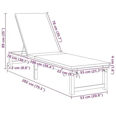 Ligstoel 2 pcs Bruin 53 x 202 x 89cm Massief acaciahout