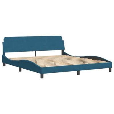 Bedframe met hoofdeinde fluweel blauw 180x200 cm