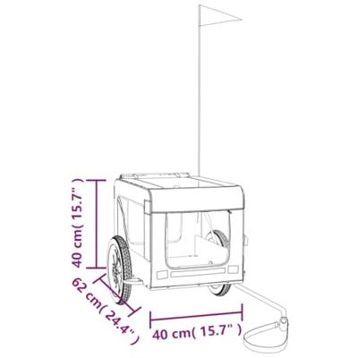 Hondenfietstrailer oxford stof en ijzer groen en zwart - thumbnail
