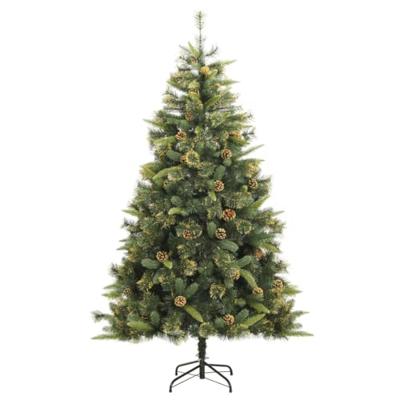 VidaXL Kunstkerstboom met scharnieren en dennenappels 240 cm