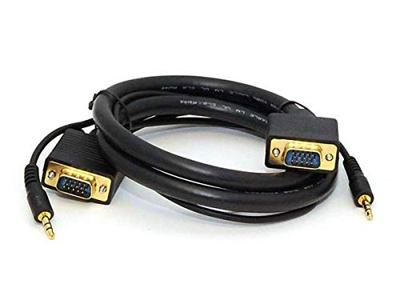 Monoprice 100556 3-voeten Super VGA HD15 M/M kabel met stereo audio en drievoudige afscherming, verguld
