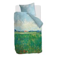 Beddinghouse Field with Poppies dekbedovertrek - 1-persoons (140x200/220 cm + 1 sloop) - Katoen satijn - Green - thumbnail