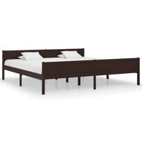 Bedframe massief grenenhout donkerbruin 200x200 cm - thumbnail
