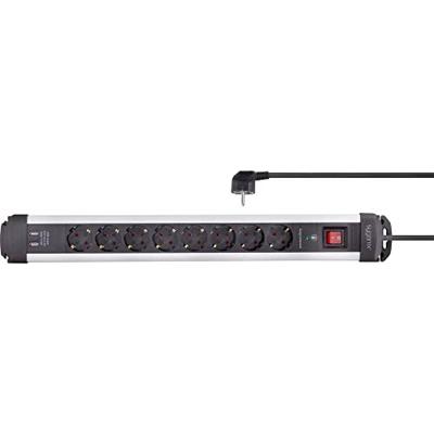 Sygonix SY-4755606 Overspanningsveilige stekkerdoos 8-voudig Zilver, Zwart 1 stuk(s)