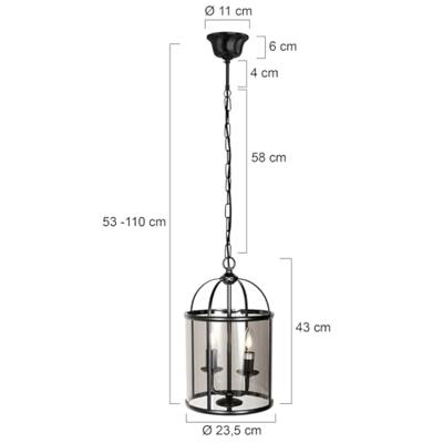 Steinhauer Klassieke hanglampPimpernel zwart 2-lichts - 5971ZW