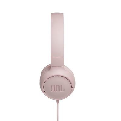 JBL Tune500 on-ear hoofdtelefoon met kabel in roze - oortelefoon met 1-knops afstandsbediening, geïntegreerde microfoon en spraakassistent - telefoneren en muziek luisteren onderweg