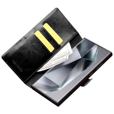 Qialino - Samsung Galaxy S24 Ultra - Leren bookcase hoes - Zwart