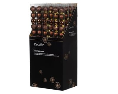 Decoris kerstballen set plastic 14st Espresso 3cm