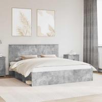 Bedframe met hoofdeinde Beton 180 x 200 cm Massief grenenhout - thumbnail