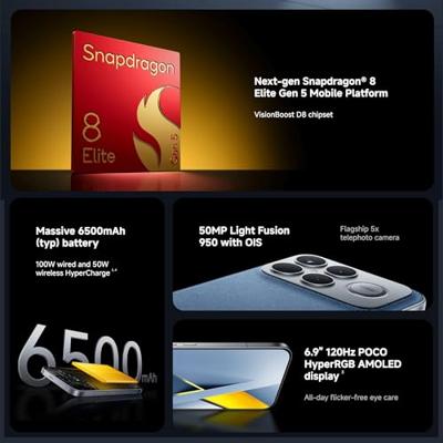 Smartphone Xiaomi POCO F8 Ultra 5G 6,9" Octa Core 16 GB RAM 256 GB Zwart