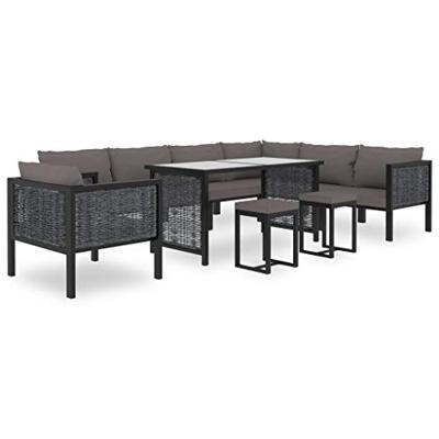 Hoekbank sectioneel met linkerarmleuning poly rattan antraciet - thumbnail