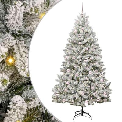 VidaXL Kunstkerstboom met 300 led groen en wit 210 cm pvc en metaal