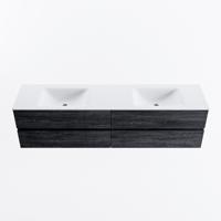 MONDIAZ VICA 190cm badmeubel onderkast Antracite 4 lades. Wastafel CLOUD dubbel zonder kraangat, kleur Talc. - thumbnail