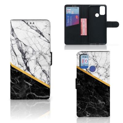 Alcatel 1S (2021) | Bookcase | Marmer Wit Zwart - Origineel Cadeau Man