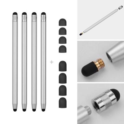 4 stuks - Stylus touchscreen pennetjes - Zilver