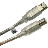 USB 2.0-kabel A/stekker - B/stekker, 5 m, dubbel afgeschermd, zilver/transparant - thumbnail