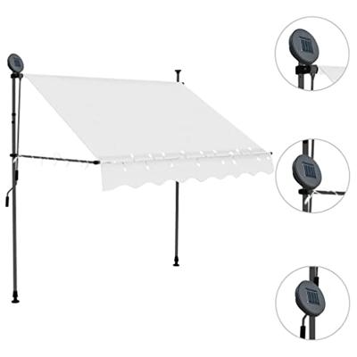 VidaXL Luifel handmatig uitschuifbaar met led 150 cm crèmekleurig