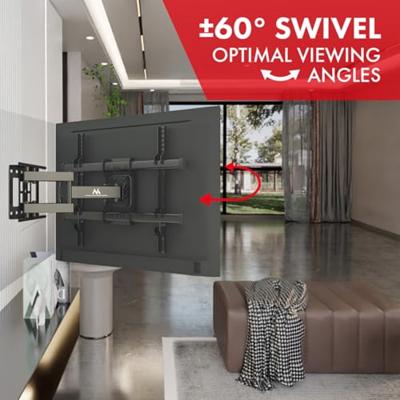 Maclean TV beugel, max VESA 600x400, 32-85", 60kg, horizontale en verticale hoekverstelling, profiel 65-390mm, zwart, MC-789 - thumbnail