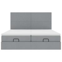 Ottoman bed met matrassen en LED's 180x200cm stof lichtgrijs - thumbnail