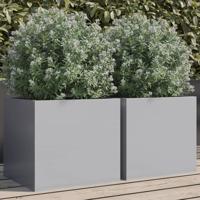 VidaXL Plantenbakken 2 st 32x30x29 cm gegalvaniseerd staal zilverkleur - thumbnail