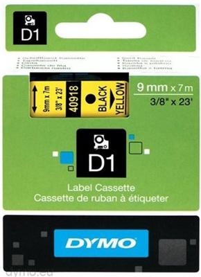 Dymo D1 tape 9 mm, zwart op geel
