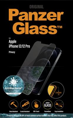 PanzerGlass Privacy P2708 Screenprotector (glas) met privacyfolie Apple iPhone 12, iPhone 12 Pro 1 stuk(s) Anti-vingerafdruk, Antibacterieel