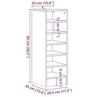 VidaXL Schoenenkast 32x35x92 cm bewerkt hout artisanaal eikenkleur - thumbnail